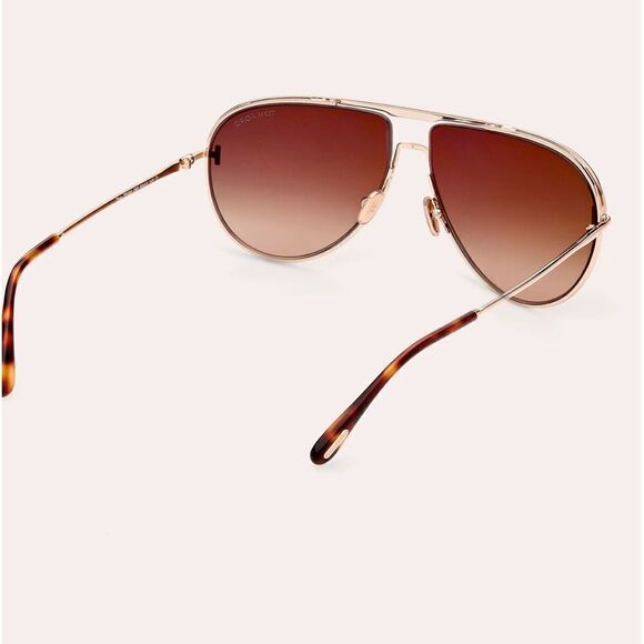 Tom Ford Theo 60mm Gradient Pilot Sunglasses Rose Gold MSPR $ 550.00 - Picture 6 of 8